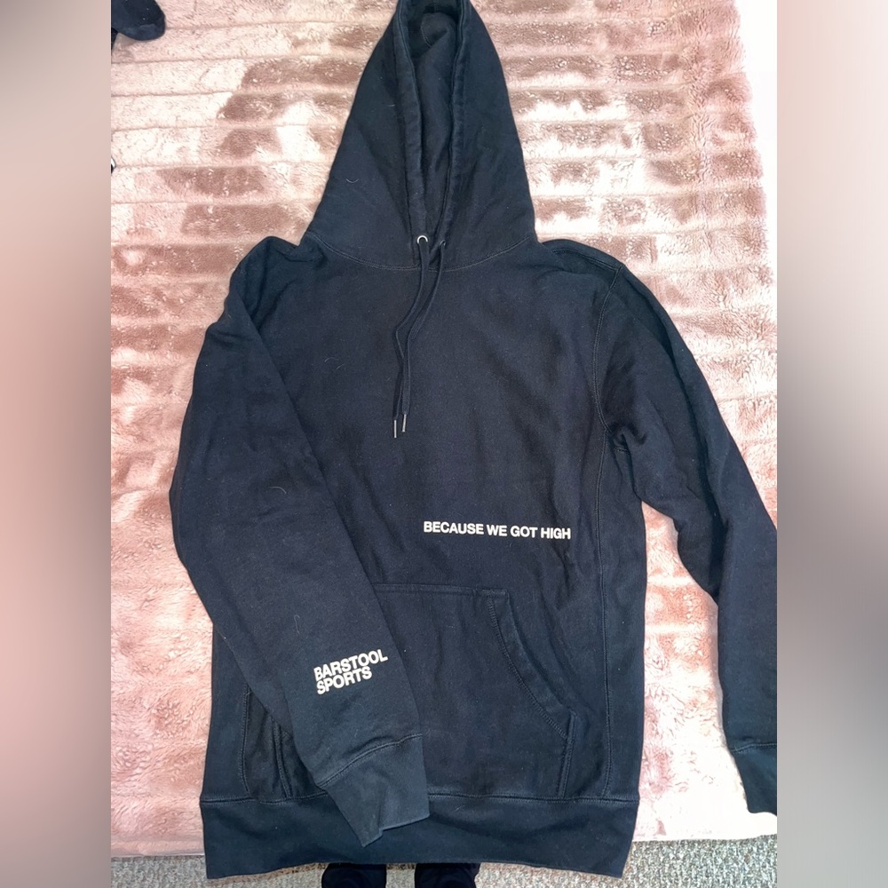 Black Barstool Sweatshirt “because we got high” limited Brianna Lapaglia merch